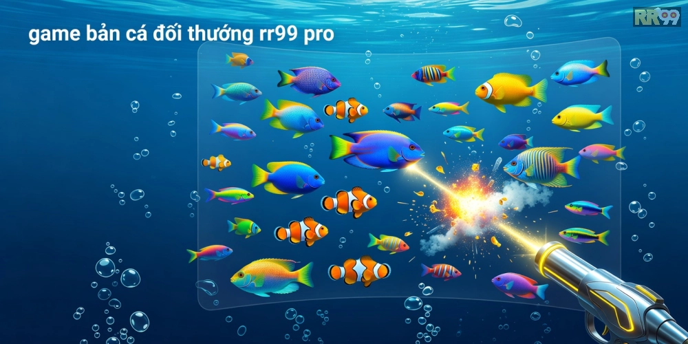 Minh họa giao diện bắn cá rr99 pro với cá đa dạng và hiệu ứng sống động