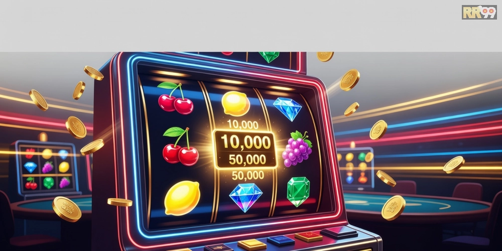 Minh họa khái niệm game nổ hũ rr99 với hình ảnh slot machine hiện đại