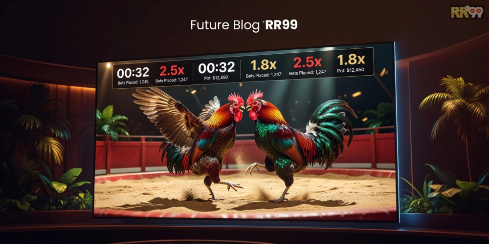 Hình minh họa khái niệm xem đá gà trực tiếp tại casino RR99 với giao diện streaming chuyên nghiệp