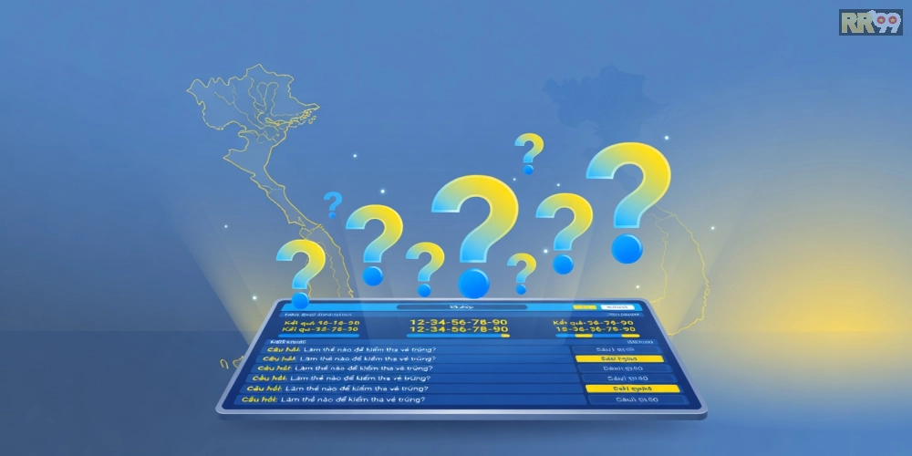Caption minh họa các câu hỏi thường gặp về xổ số cần thơ rr99 với biểu tượng FAQ
