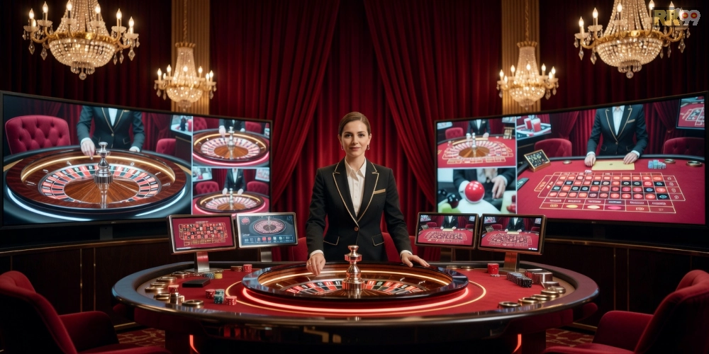 Hình minh họa khái niệm trực tiếp casino rr99 với dealer chuyên nghiệp