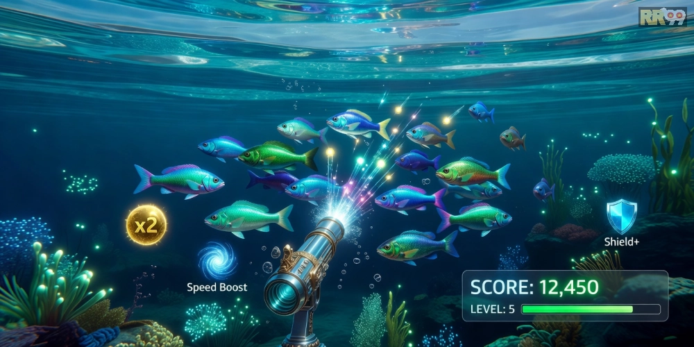 Hình ảnh gameplay Vua Bắn Cá Online với hiệu ứng bắn súng sống động